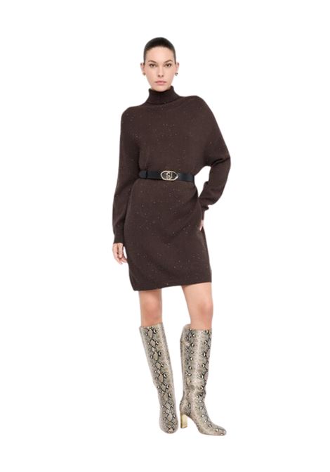 Abito in maglia con micro paillettes CIOCCOLATO Liu Jo | MF5484MA27RA4367